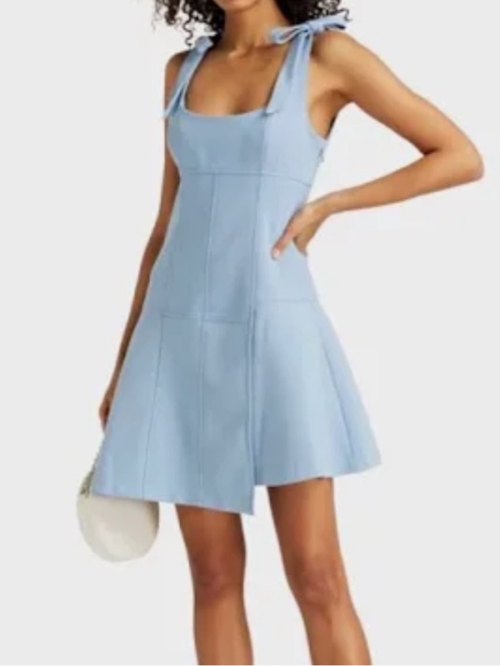 cinq a sept Light Blue Tie-Shoulder A-Line Mini Dress